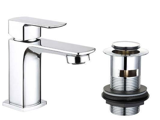 Chrome Finish Basin Mixer Faucet Single Handle Easy Installation Suitable T9052MW